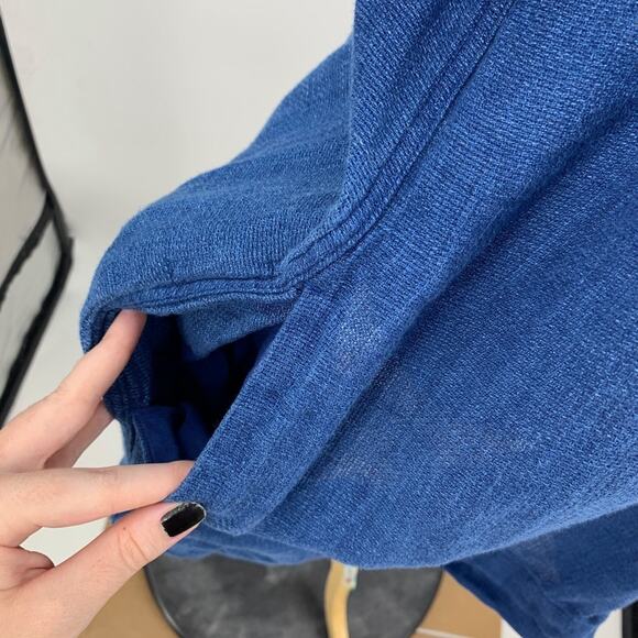 Faherty Dress Womens Small Blue Sanibel Basketweave V Neck Short Sleeve Linen - Picture 6 of 10